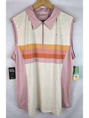 Tipsy Elves Womens Polo Golf Shirt Size 2X Pink Stroke of Sunset Sleeveless Top